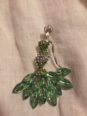 Green Crystal Floral Drop Pendant- Women Jewelry
